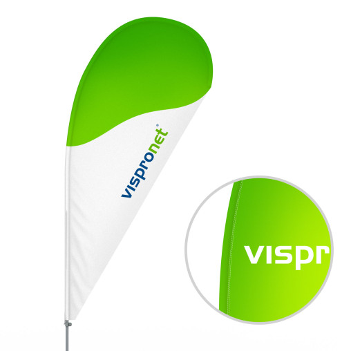 Bowflag® Drop, hemstitch printed - approx. 10% more advertising space 