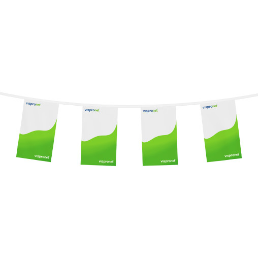 Bunting with flags, all flags with the same motif