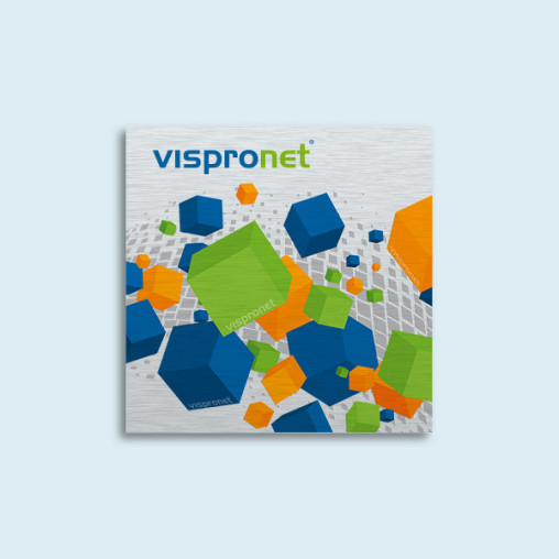Advertising signs made of aluminium composite panels, silver, brushed, square
