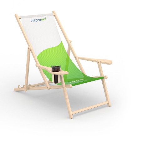 Buy Wooden Deck Chair with armrest cup holder