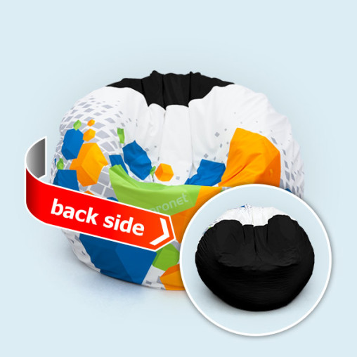 Beanbag Round - front with motif, backside black