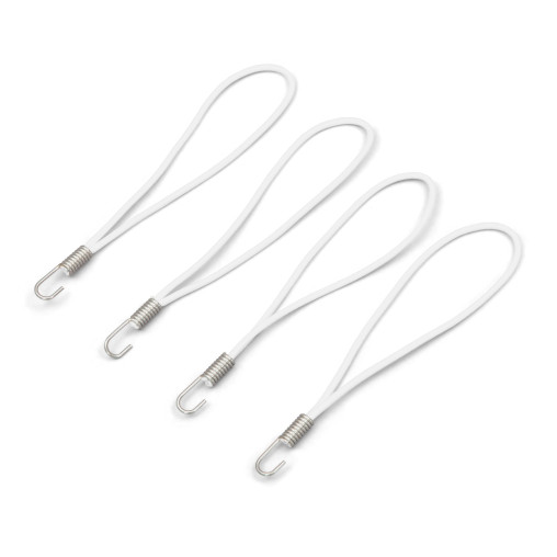 Bungee cord with loop and stainless steel hook 250 mm, white, set of 4