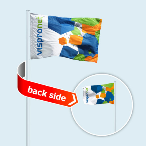 Double-sided flag in horizontal format, identical image