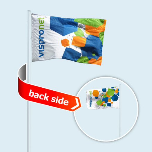 Double-sided flag in horizontal format, different image