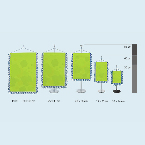 Buy Table banner / Pennant, rectangular with loop fringes