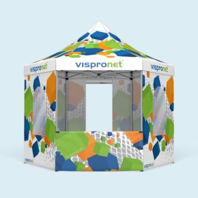 Pop up tent Select Hexagon 4 m, 6 walls with print 