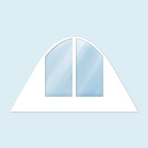 Star tent wall with arched windows, wide, white