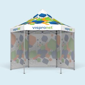 Pop up tent Select Hexagon 4 m, 3 walls with print