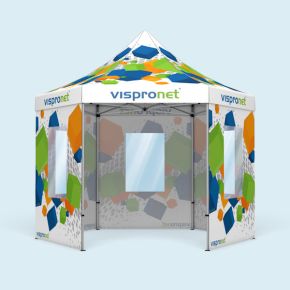 Pop up tent Select Hexagon 4 m, 5 walls with print