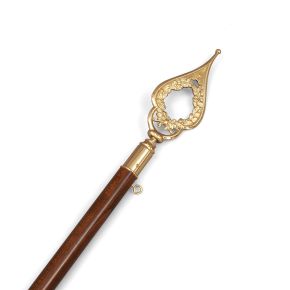 Flagpole, dark wood with bayonet lock, length 270 cm, ornamental spear finial