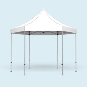 Gazebo Select Hexagon 4 m, roof & valance white without print and wall