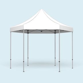 Gazebo Select Hexagon 4 m, roof & valance white without print and wall