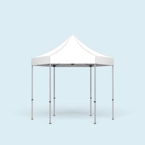 Gazebo Select Hexagon 3 m, roof & valance white without print and walls