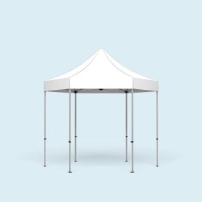 Gazebo Select Hexagon 3 m, roof & valance white without print and walls