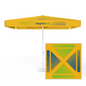 Sonnenschirm mit Logodruck, quadratisch, mit Kurbel, einfarbig