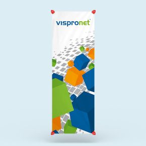 Outdoor banner in portrait format with grip clips