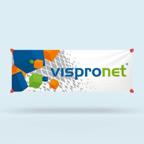 Outdoor banner in landscape format with grip clips