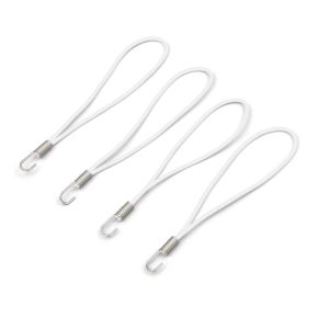 Bungee cord with loop and stainless steel hook 250 mm, white, set of 4