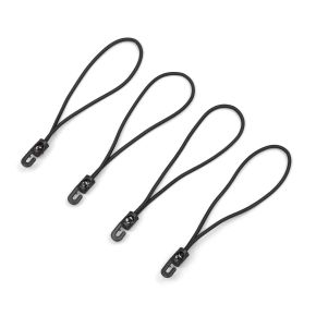 Bungee cord with loop and hook 200 mm, black, set of 4