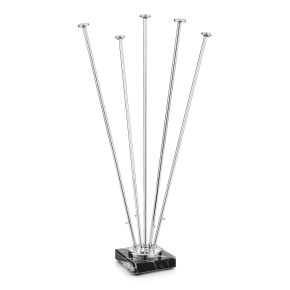 Table Flag Stand, chromed with marble base, 5 masts, height 42 cm