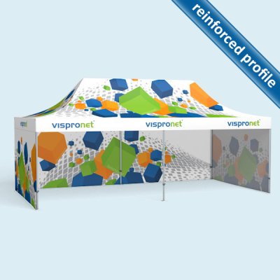 Pop-up tent Premium 4 x 8 m, 3 walls with print