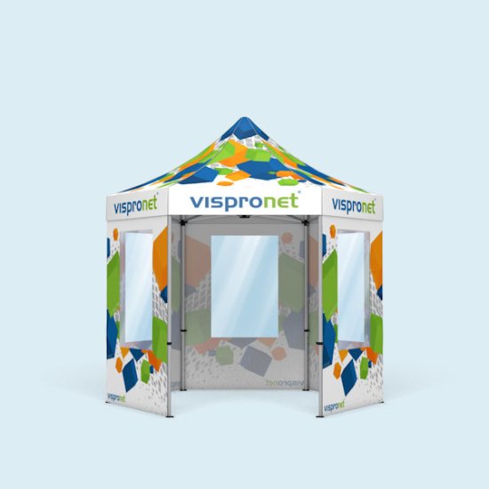 Pop up tent Select Hexagon 3 m, 5 walls with print