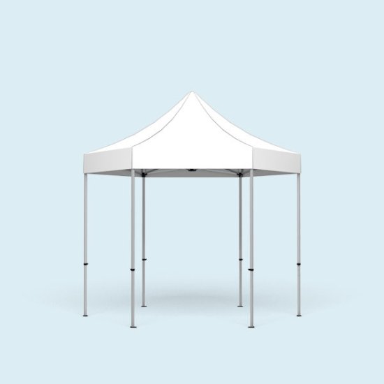 Gazebo Select Hexagon 3 m, roof & valance white without print and walls