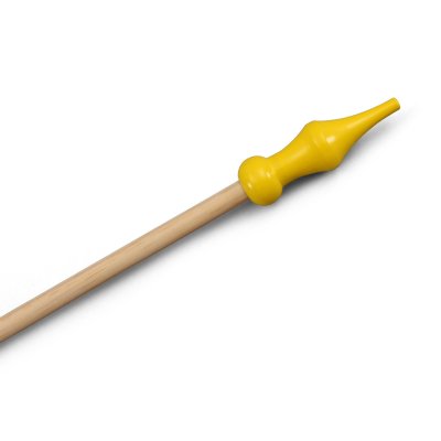 Wooden dowel with yellow finial, length 80 cm, ø 15 mm, set of 3 