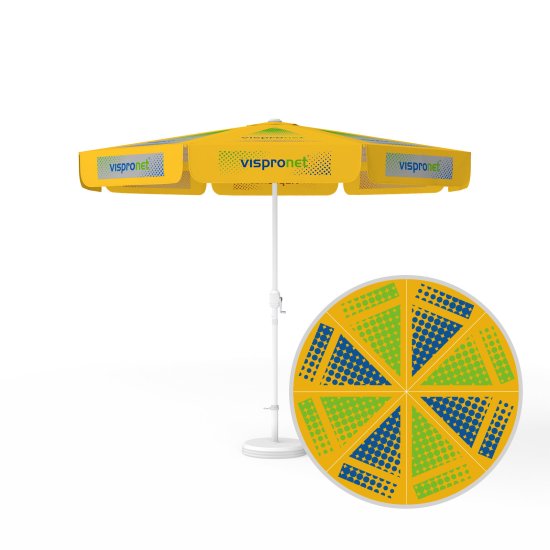 Sonnenschirm mit Logodruck, rund, mit Kurbel, einfarbig