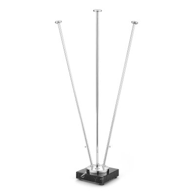 Table Flag Stand, chromed with marble base, 3 masts, height 42 cm