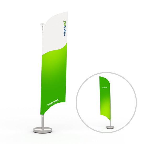 Table banner with concave lower edge