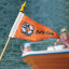 Boat pennant with sleeve, wooden dowel  and  yellow finial