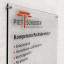 Company sign made of acrylic glass - white print behind color areas option