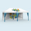 Gazebo Select 3 x 6 m mit 1 wall and 3 sky blue leg drapes