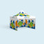 Premium Pop Up tent with individually printed tent roof and 3 solid walls