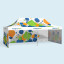 Folding tent with individually printed tent roof and 3 solid walls