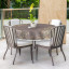 Round table with custom printed table cloths
