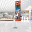 Mobile flagpole T-Pole® 100 ideal for indoor campaign advertising 
