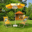 Beach umbrella / promotional parasol combined with deck chairs