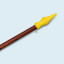 Flagpole made of dark wood with yellow finial