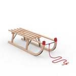 Wooden sled / Davos sled, without printed part, with red pull rope