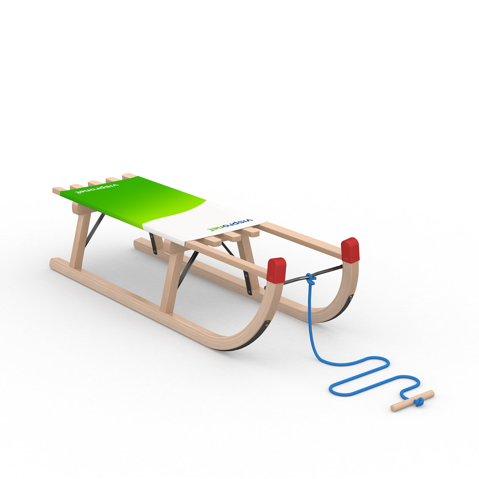 Davos sled Classic with blue pull rope with wooden handle (optional accessory)