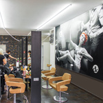 Poster with wall frame for high-quality furnishing of hair salons