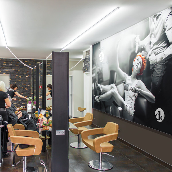 Poster with wall frame for high-quality furnishing of hair salons