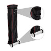 Trolley made of fabric, with handle and sturdy wheels for easy transport.