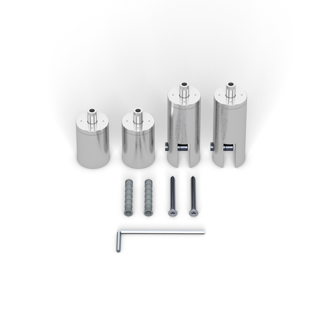 Stainless steel ceiling mount Ø 18 mm for panel thickness 1–10 mm, set of 2