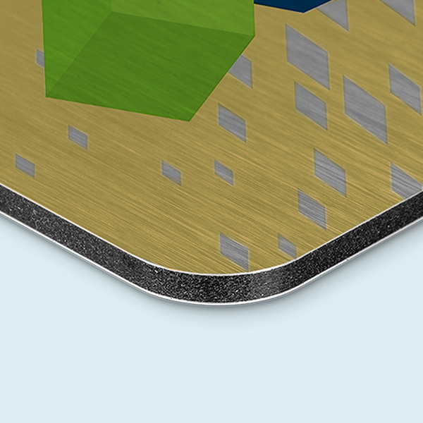 Advertising signs made of aluminum composite panels, silver, rounded corners