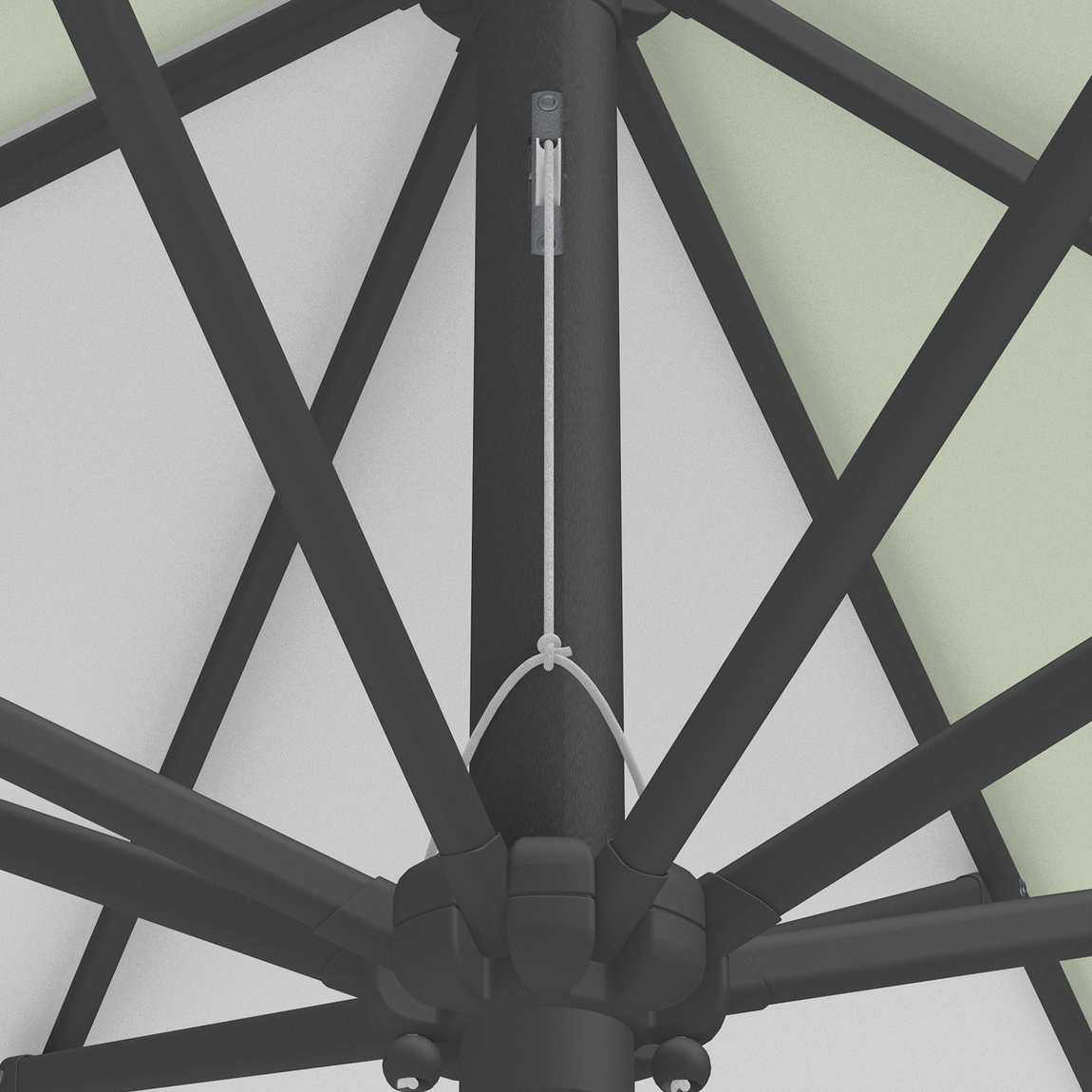 Parasol / Small umbrella with crank, detail of the pulley system