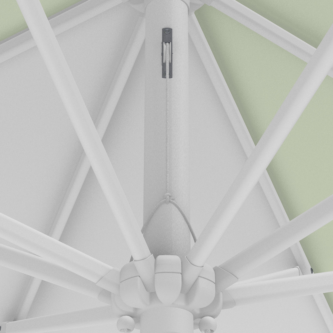 Parasol / Small umbrella with crank, detail of the pulley system