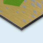 Advertising signs made of aluminum composite panels, gold, corner detail